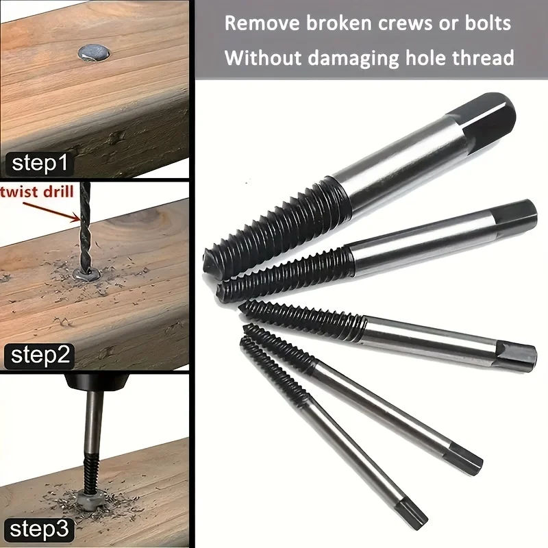 5/6pcs Screw Extractor Metal Drill Bit Set Damaged Screws Remover Extractor Woodworking Tools Broken Bolt Water Pipe Extractor