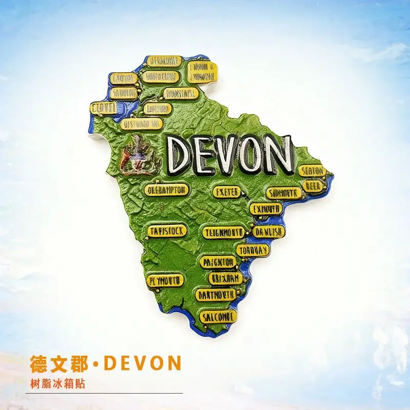 

Devonshire, UK Travel Souvenir Fridge Magnet Creative Map Personalized Creative Decoration Unique Resin Strong Magnet