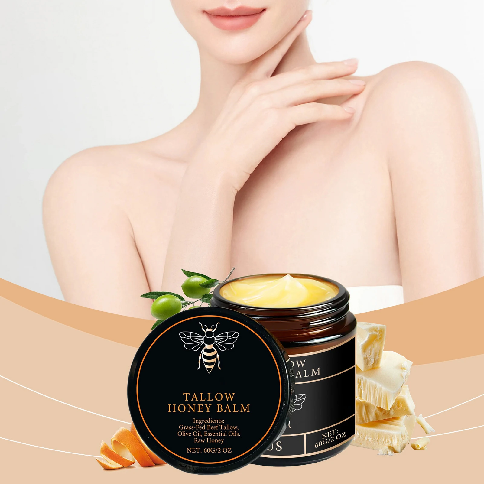 

Facial Tallow Balm for Woman All-Natural Body Face Moisturizer For Face Hands Back And Legs Use