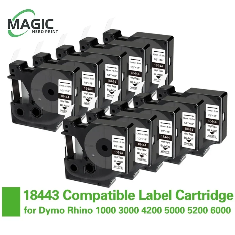 9/12/19mm Label Cartridge Compatible Dymo Rhino Label Tape Vinyl 18443 18444 18445 for Dymo Rhino 1000 3000 4200 5000 5200 6000