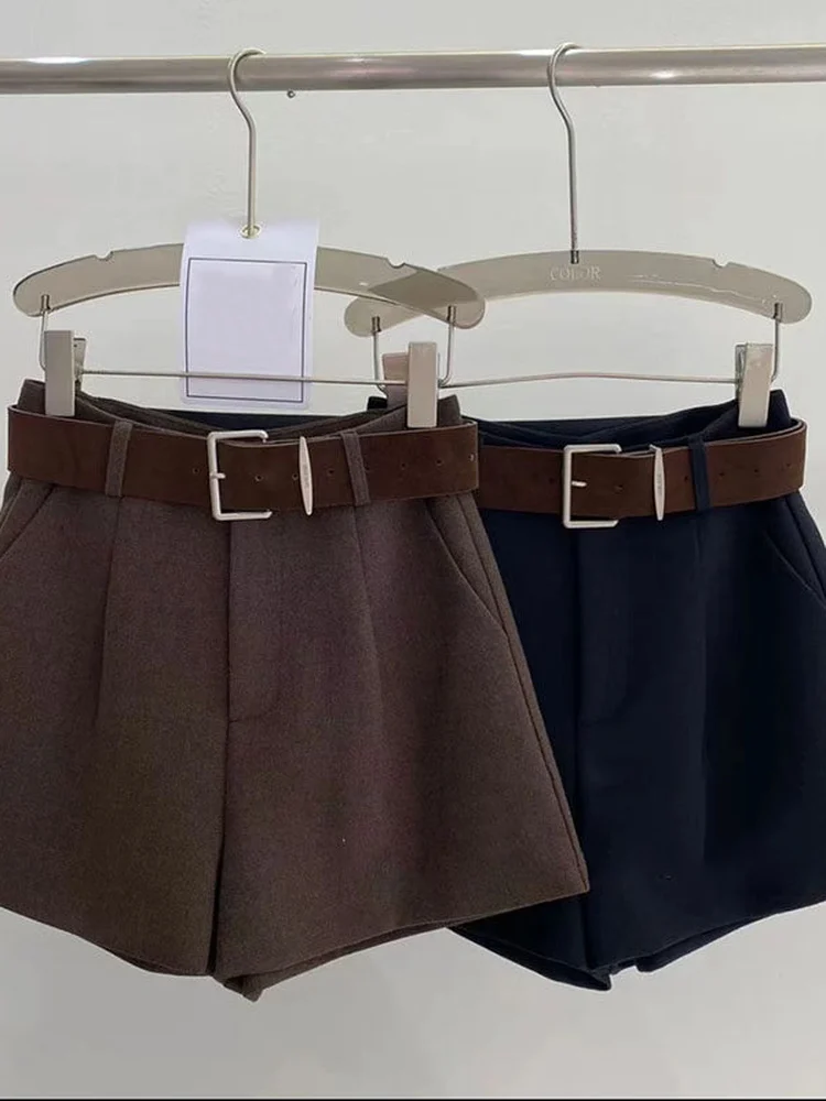 

Брюки из шерсти цвета хаки для женщин, с высокой талией, больших размеров, повседневные, осенне-зимние, новые, для ношения поверх верхней одежды, брюки-кюлоты, с эффектом похудения