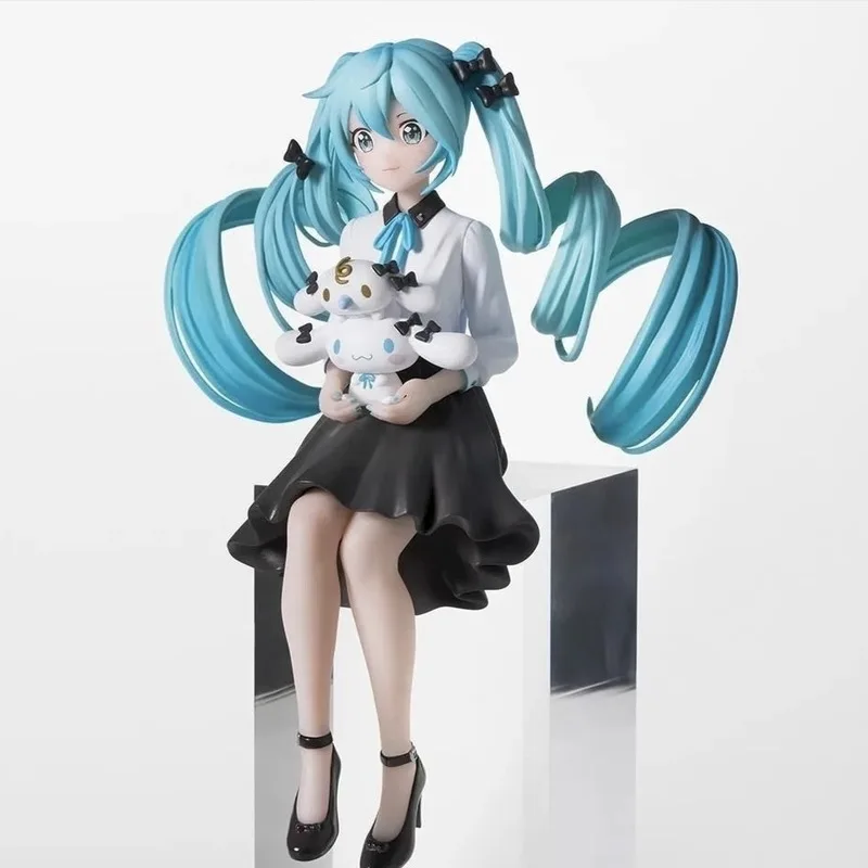 

Hatsune Miku Cinnamoroll Collab Anime Figure Pvc Collectible Sitting Desktop Decoration Gift For Anime Model Collectors