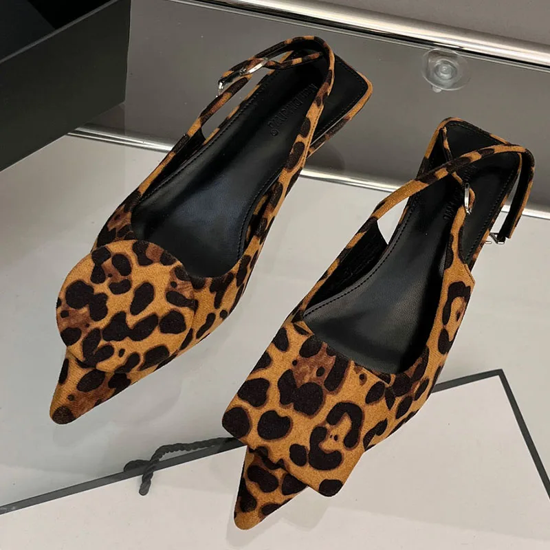 New Fashion Leopard Print Footwear Designer Women Pumps Shoes With Low Heel Female Pointed Toe Shallow Ladies Heeled Shoes