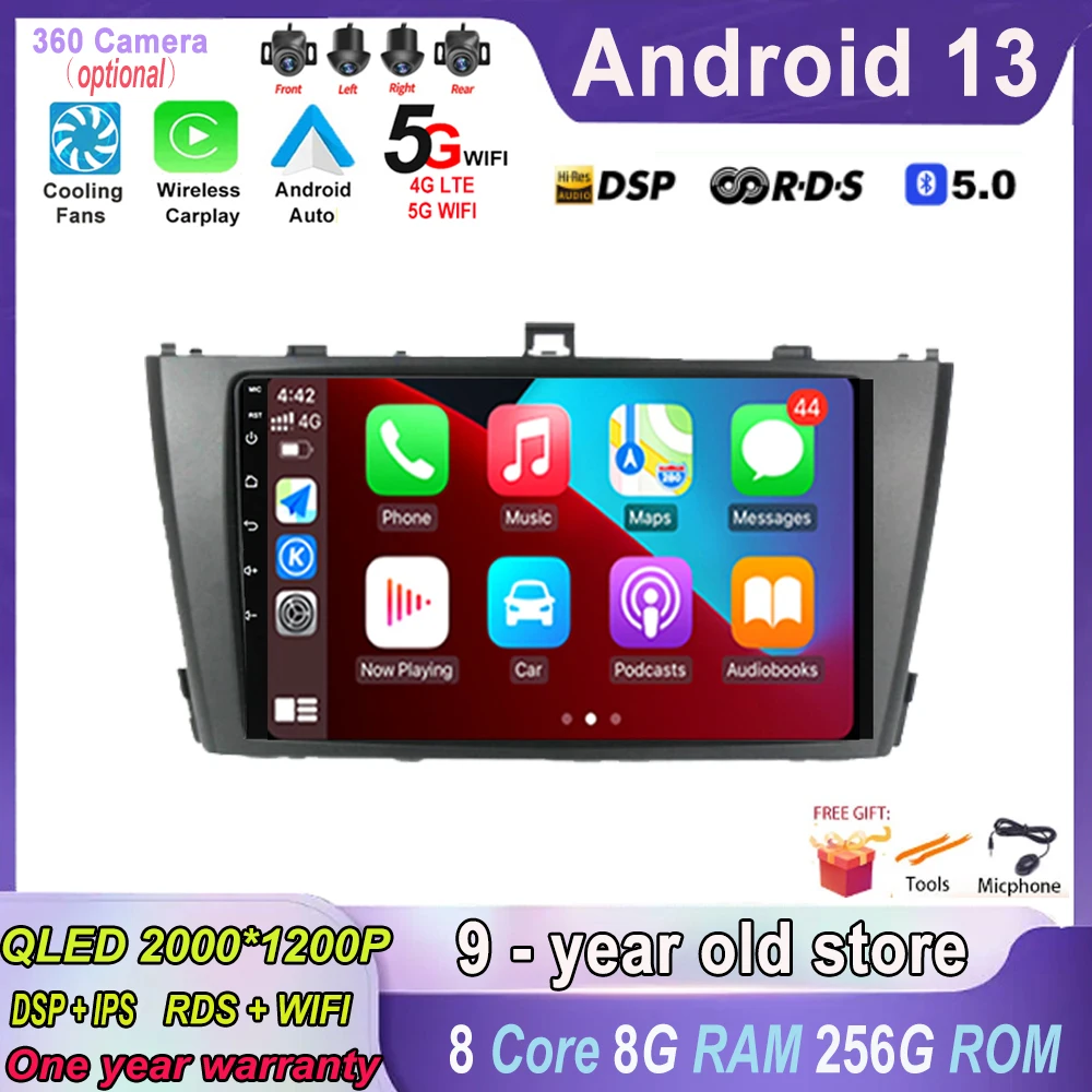 

Android 13 Car Radio for Toyota Avensis 2008 - 2015 GPS Navigation Multimedia Player Carplay QLED DSP Carplay Auto Stereo