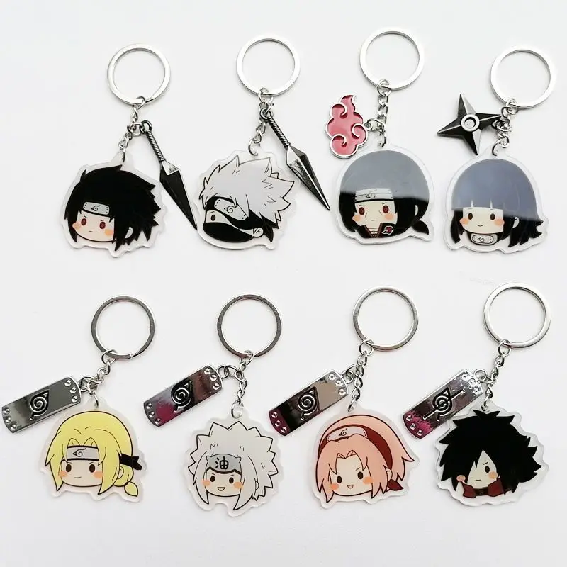 Anime Naruto Keychain Uchiha Sasuke Figures Cartoon Accessories Pendant Pvc Knapsack Pendant Key Chain Toys Gifts for Children