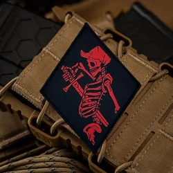 Task Force Doomer Tactical Morale Patch TFD Red Skeletal Printed Hook&Loop Patch Military Army Badge Armband Backpack Stickers