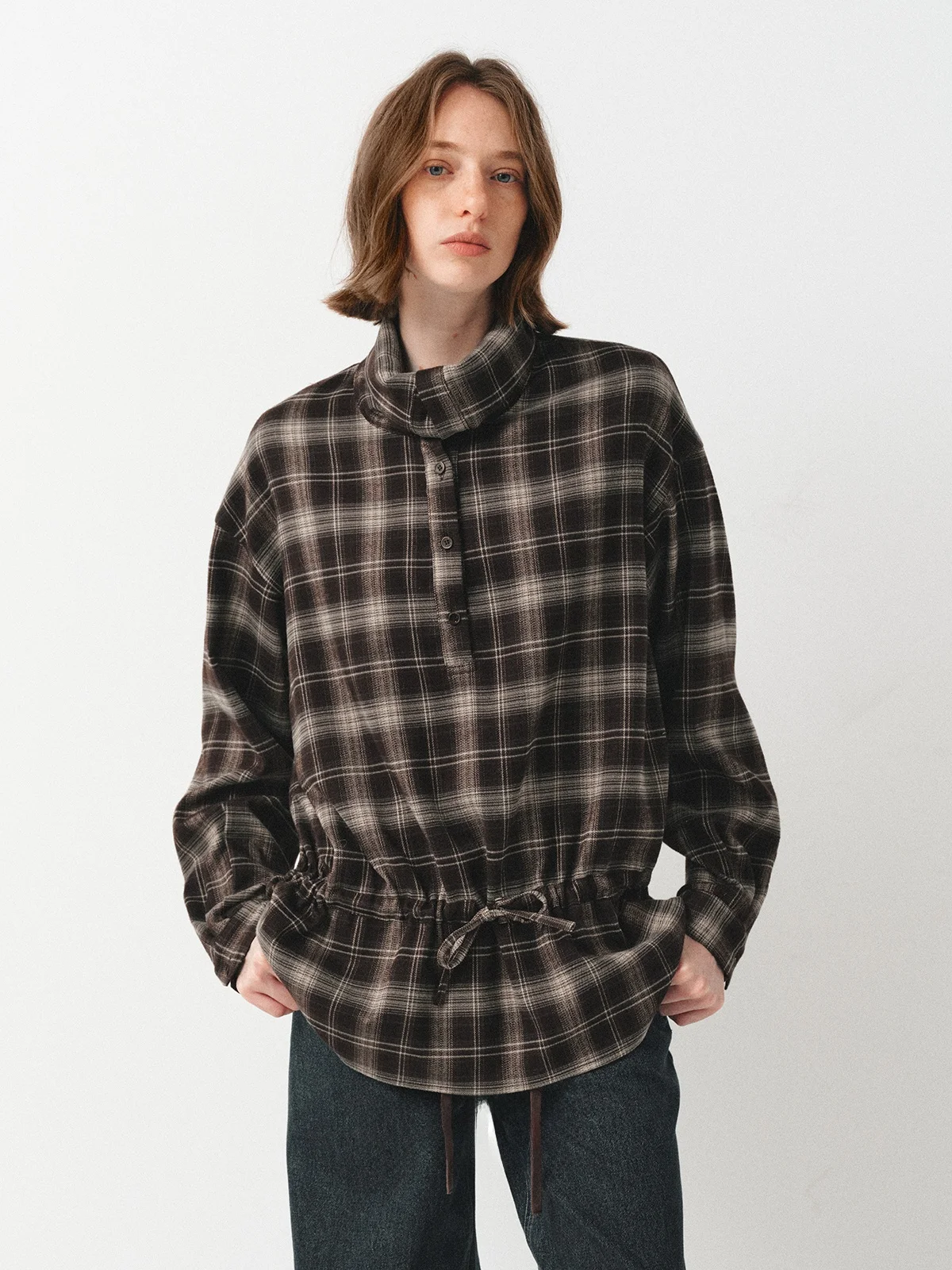 

Женская рубашка GuoE в клетку на осень-зиму, свободного кроя, с длинным рукавом, на пуговицах, с завязками, легкая в уходе, повседневная, модная