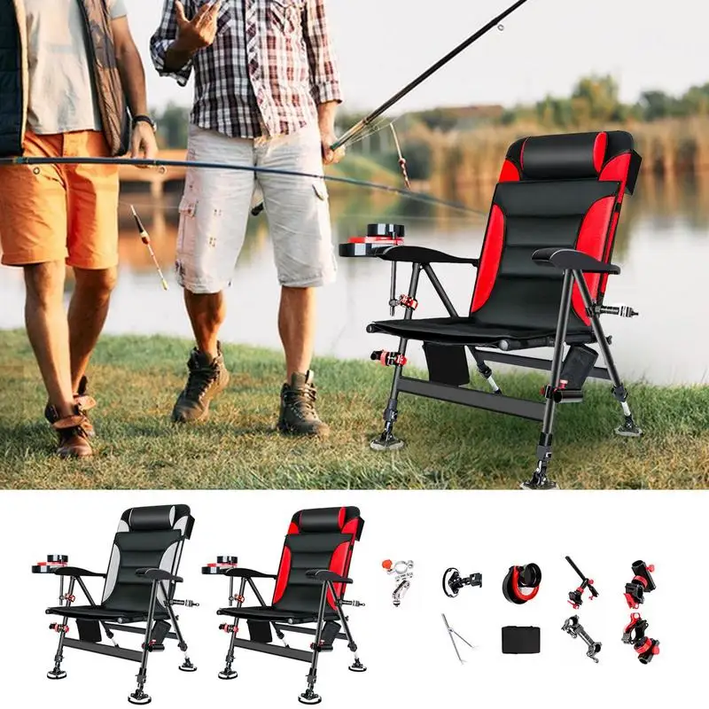 Fishing Chair Aluminum Alloy Folding Camp Chairs All Terrain Fold Up Chair With Adjustable Feet Reclining Camping Chair Ice