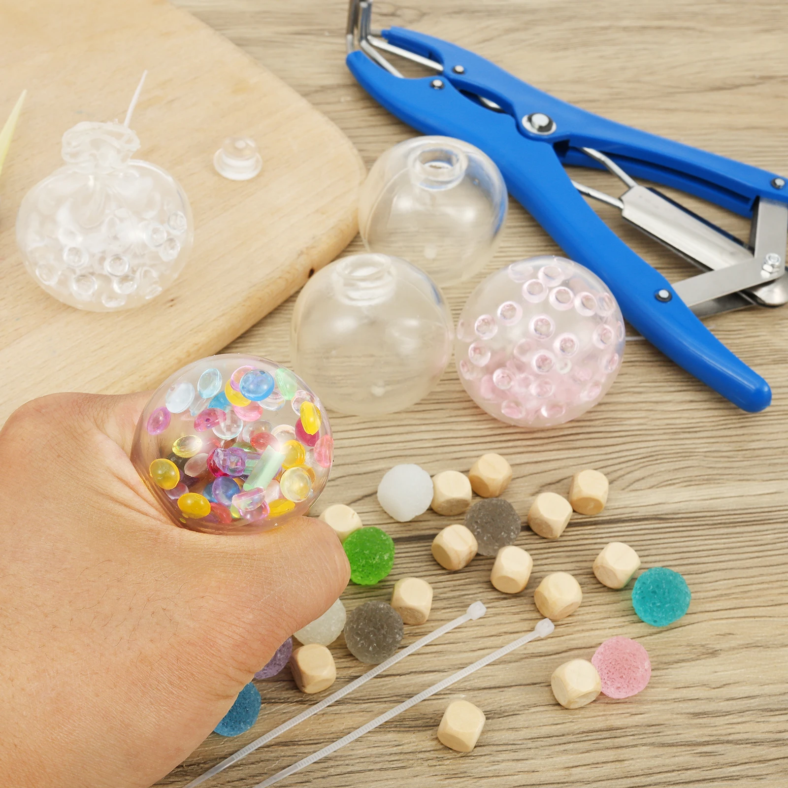 DIY Vakuum-Quetschball Stressabbau-Set Blanko-Ballhüllen mit Deckeln Füllzubehör Schaumstoffperlen Glitzer Langsam Zurückfedernde Spielzeuge – Detail 1