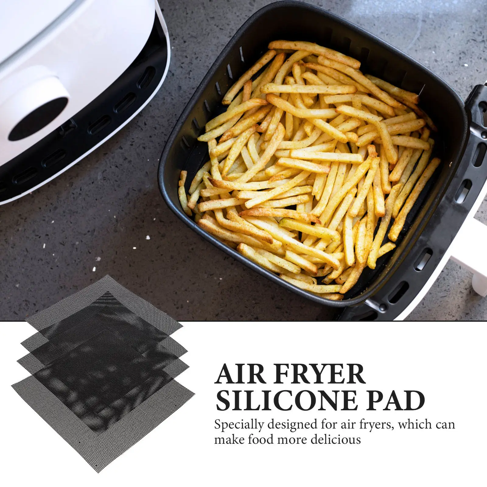 4 Peças de Protetores de Silicone Antiaderentes para Fritadeira a Ar, Reutilizáveis e Resistentes ao Calor, Acessórios para Fritadeira, Utensílio de C