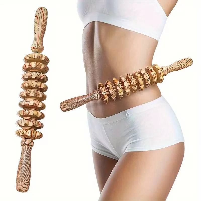 

9 Rollers Wooden Massager Handheld Roller Stick Trigger Point Manual Massage Tools for Anti-cellulite, Body Muscle Pain Relief - Massage Tool for Arms, Legs, Thighs, Buttocks and Back, Father's Day, Mother's Day, Party Gift