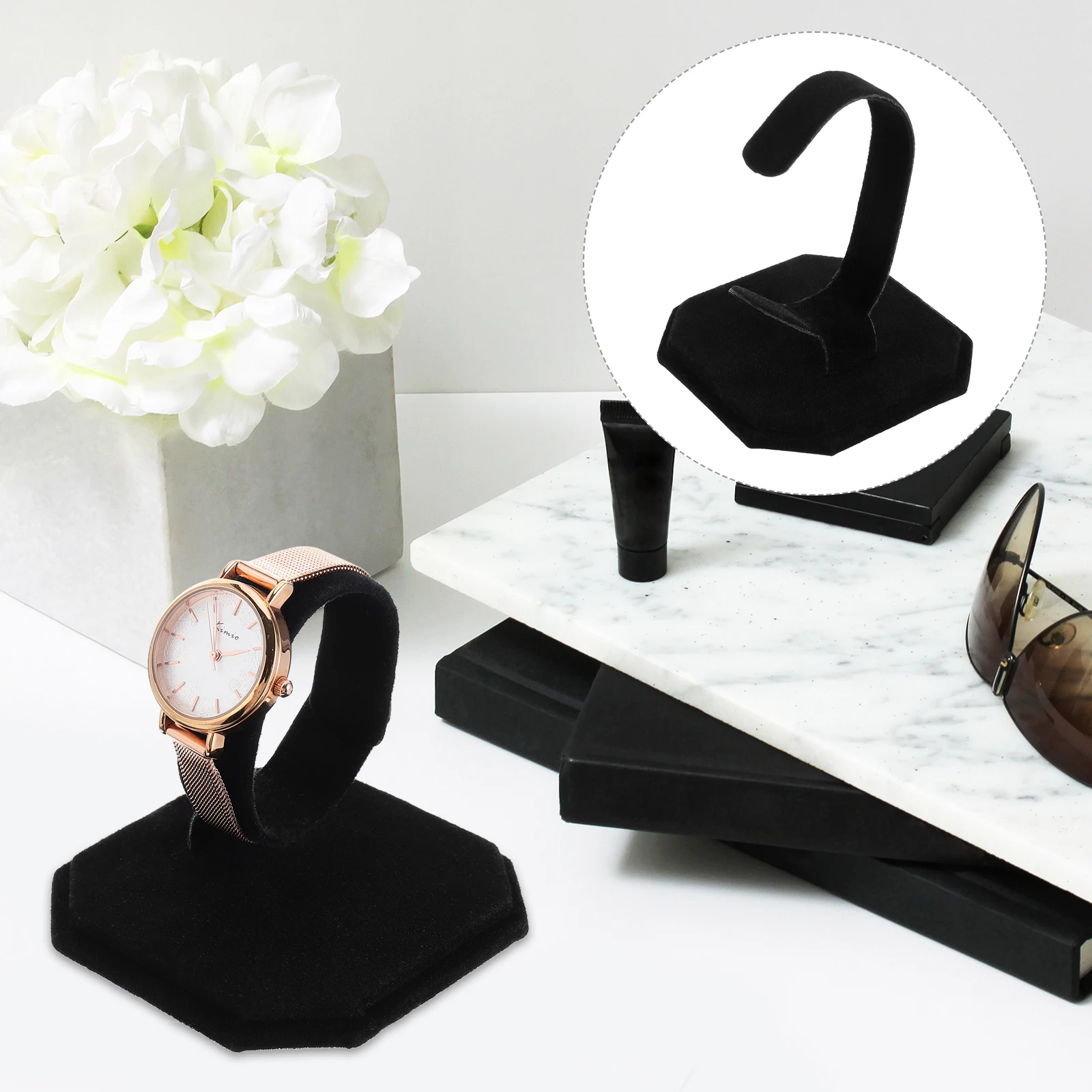 

2 Pcs Watch Stand Suede Bracelet Display Rack Storage Jewelry Showcase Flannel Home Decor Elegant Handcrafted Durable