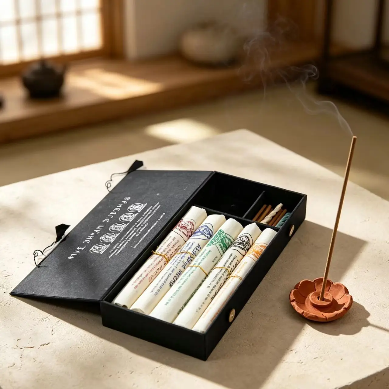 Nepal STUPA Incense Sticks, Five Dhyani Buddhas Tibetan Incense, Indoor Purification & Calming Himalayan Natural Herbal Incense