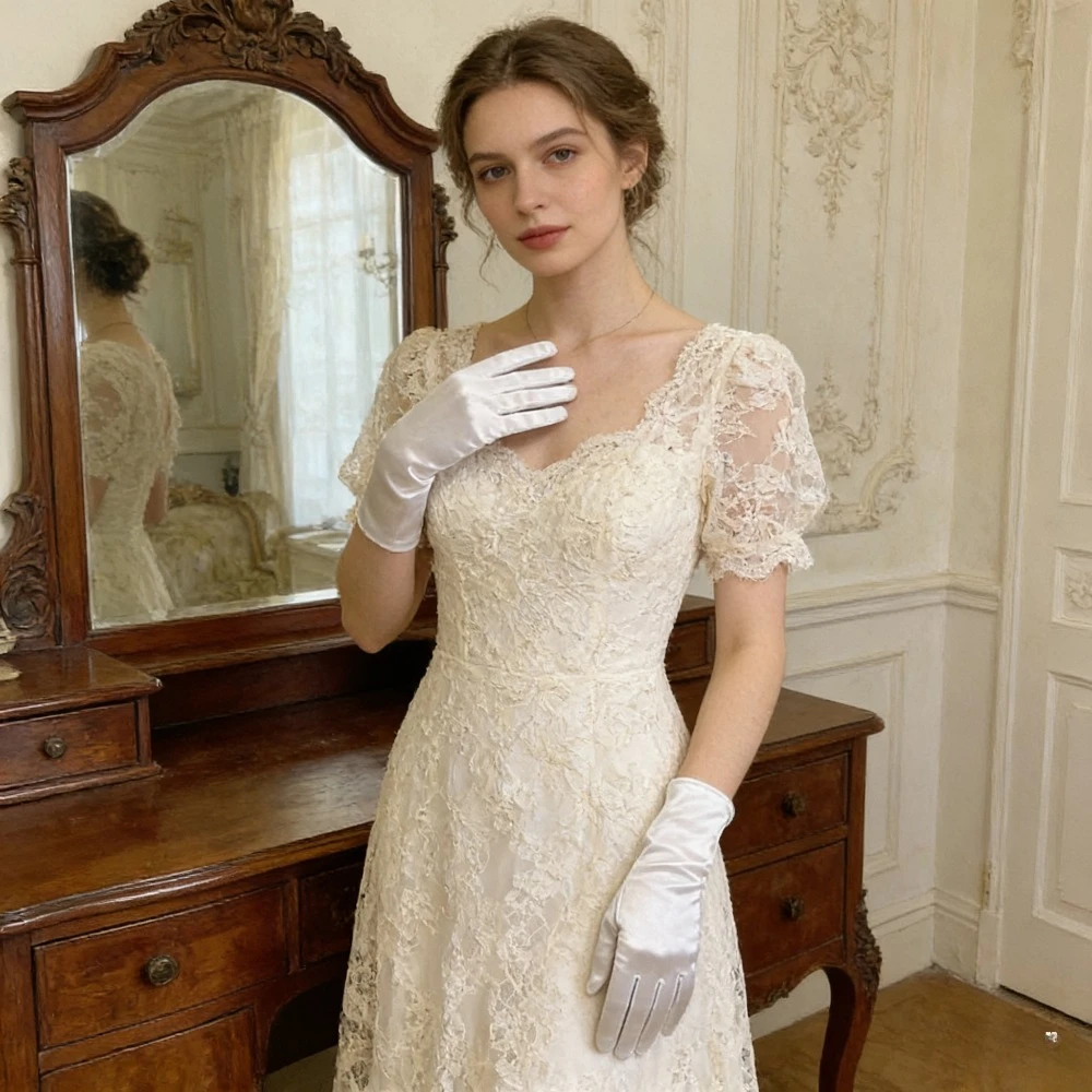 

Атласные перчатки для свадебного платья, короткие четырехсторонние эластичные перчатки, женские бальные перчатки для ужина