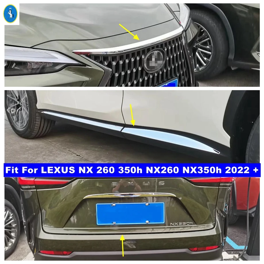 Front Bumper Engine Hood Lid Body Molding Anti-scratch Rear Trunk Tail Gate Door Cover Trim For LEXUS NX 260 NX350h 2022 - 2024