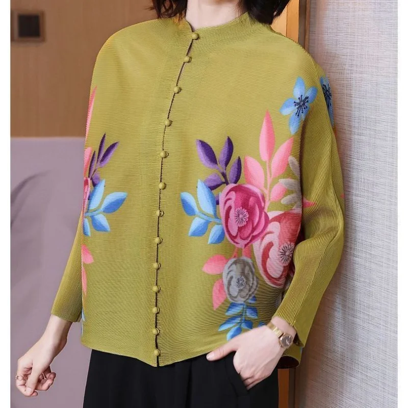 

Versatile T Shirt Female Top Spring 2023 New Style Loose Temperament Long Sleeve Stand Collar Cardigan Blouse Shirt Girl Tops