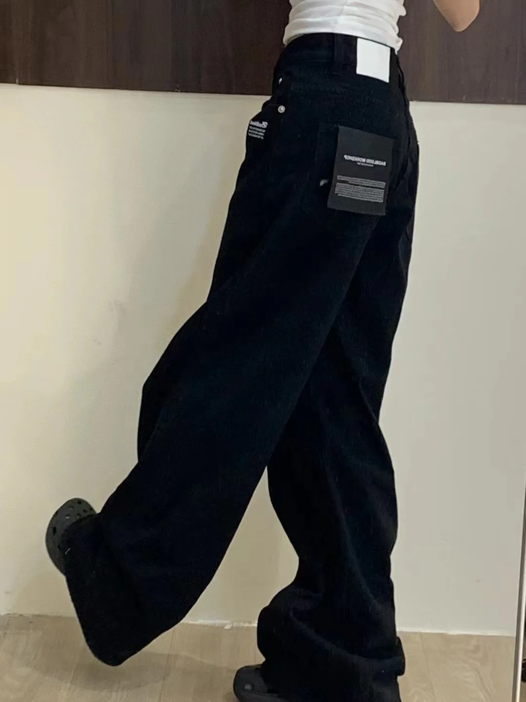 Jean taille haute décontracté à jambes larges pour femme, coupe ample, pantalon Long et droit, en Denim, saison de printemps