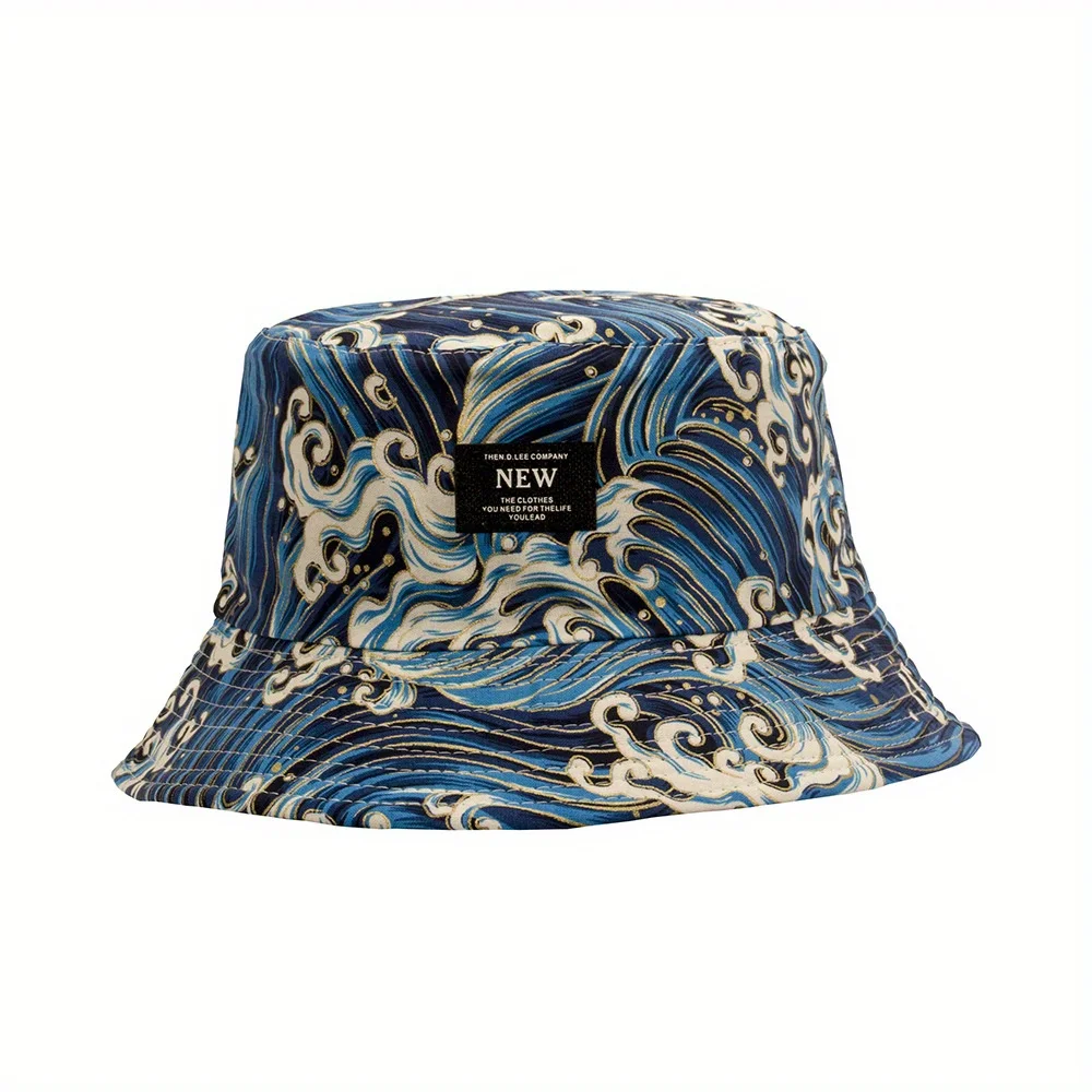 Panama Wave Reversible Bucket Hat Sun Protection Foldable Breathable Fisherman Hat For Women Men Summer Outdoor Beach Bob Cap