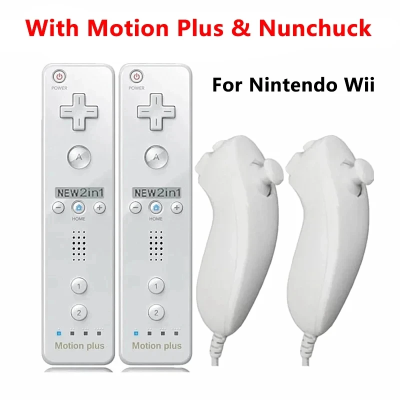 New Remote Controller for Wii Motion Plus with Silicone Case Replacement for Nintendo Nunchuk for Nintendo Wii and Wii U 