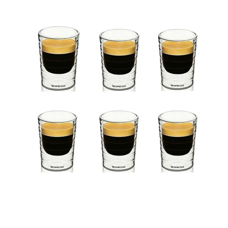 Nespresso Coffee Mugs  Set Double Glass Coffee Cup Transparent Insulated Espresso Cup Heat Resistant Tea Cup Lead Free Glass