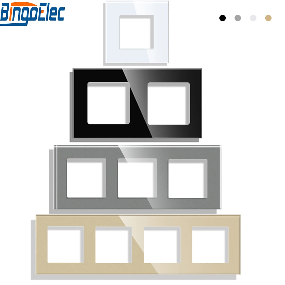 Bingoelec EU standard europejski światło ścienny przełącznik dotykowy gniazdko kwadratowy otwór kryształowo-szkło-panel DIY-części moduł 86*86mm