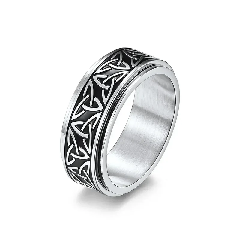 

Men's Stainless Steel Celtic Triangle Knot Ring Rotatable Rotating Ring Unisex Decompression Ring