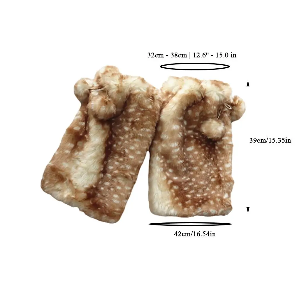 الشتاء فو الفراء أفخم قبعة فتاة حفلة الدانتيل الغزلان قبعة الرنة تدفئة الساق فروي أحذية عالية الجوارب غطاء الأداء زي قبعة #5