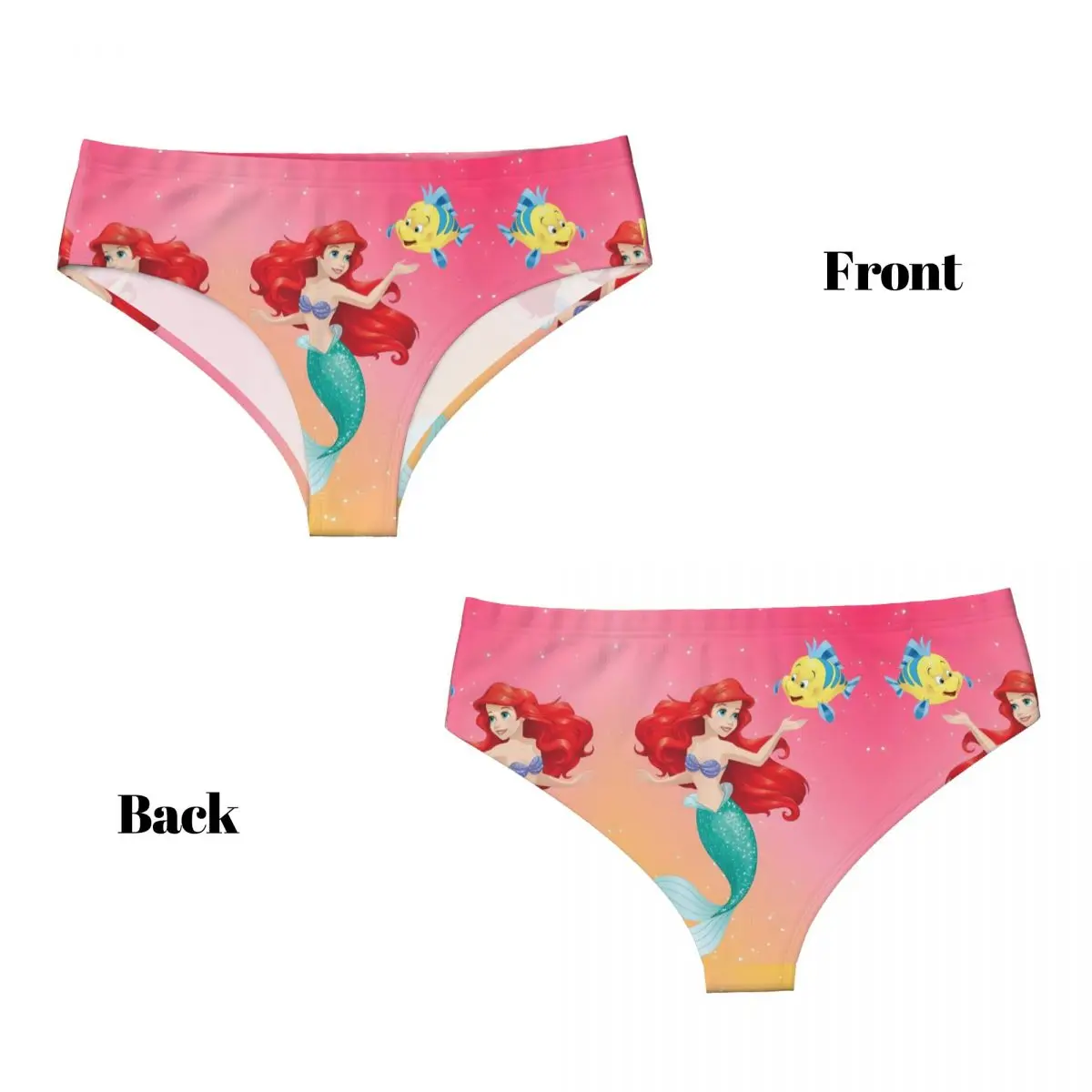 Calcinha feminina personalizada The Little Mermaid Manga Conforto Filmes Ariel Cuecas