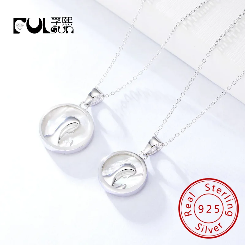 

Fulsun Thanksgiving Gift 925 Circle Religious Shell Nun Mother Of Pearl Mom Pendant Necklace for kids