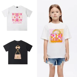 Children's clothing: 100% pure cotton T-shirt, fashionable round neck T-shirt, girls' sports and leisure top, children's clothin