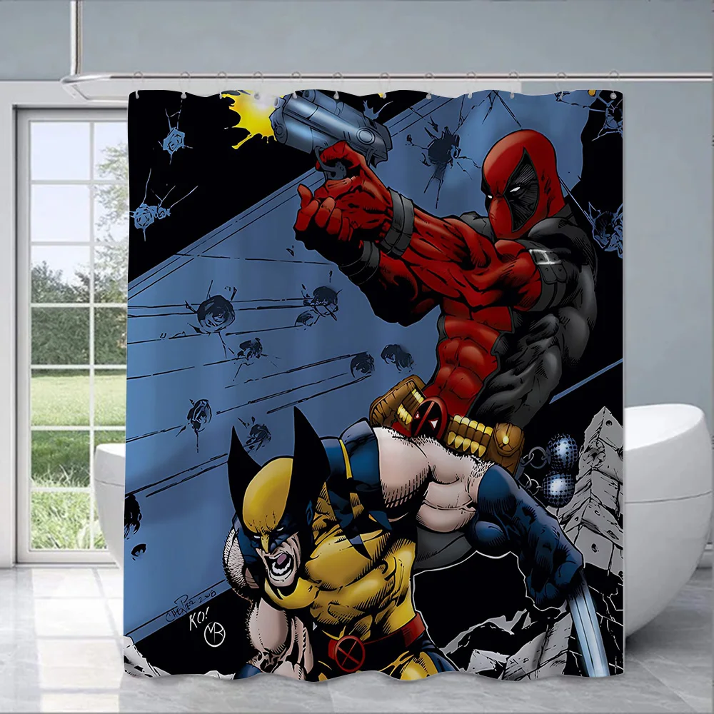 Hot S-Super H-hero Deadpools Wolverines Shower Curtain Waterproof Polyester Fabric Bath Curtains Home Bathroom Curtain With Hook