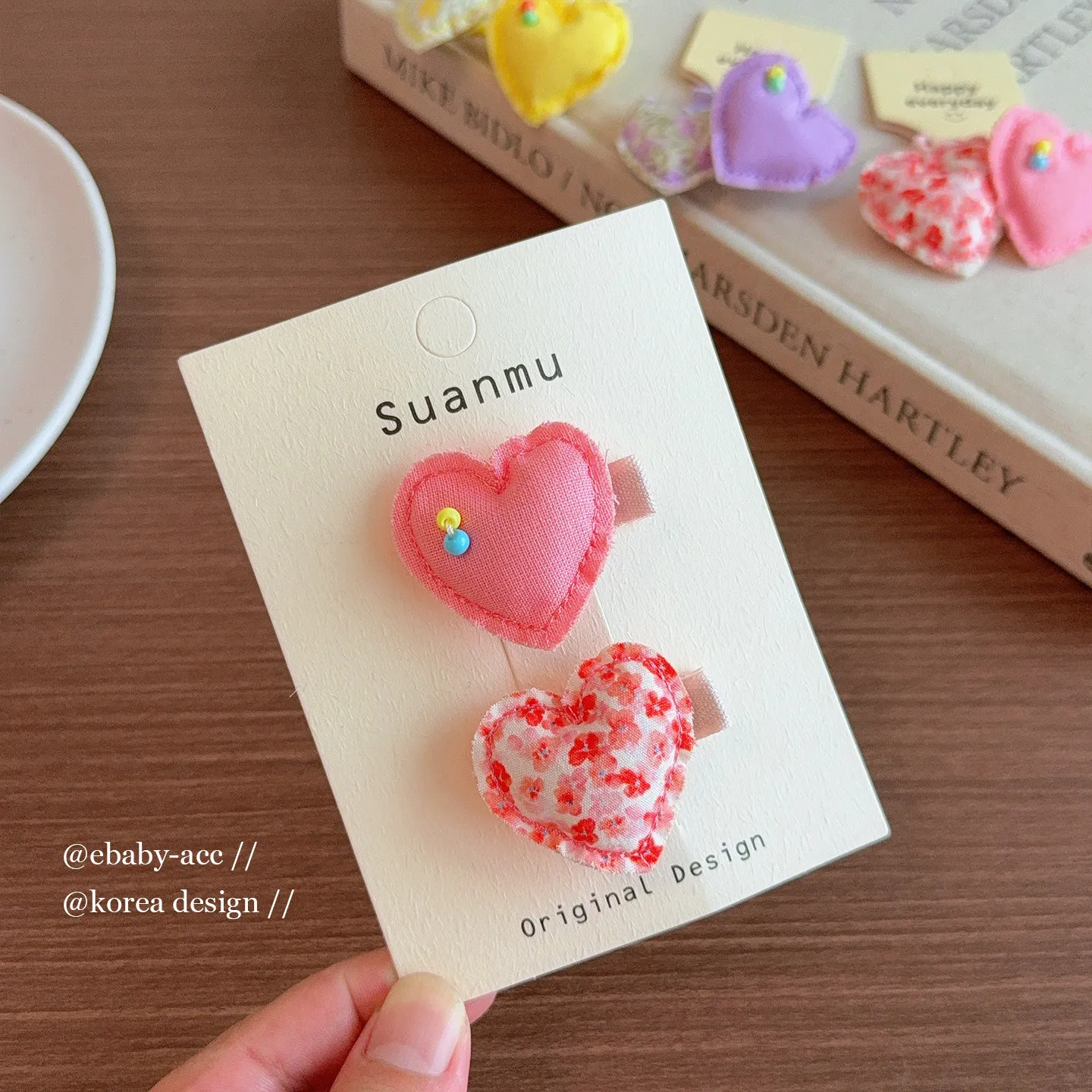 Hair Clips Soft Filled Fabric Heart Gentle Grip Clips Lovely Baby Girls Side Flyaways Taming Kids Hair Ornaments Bow