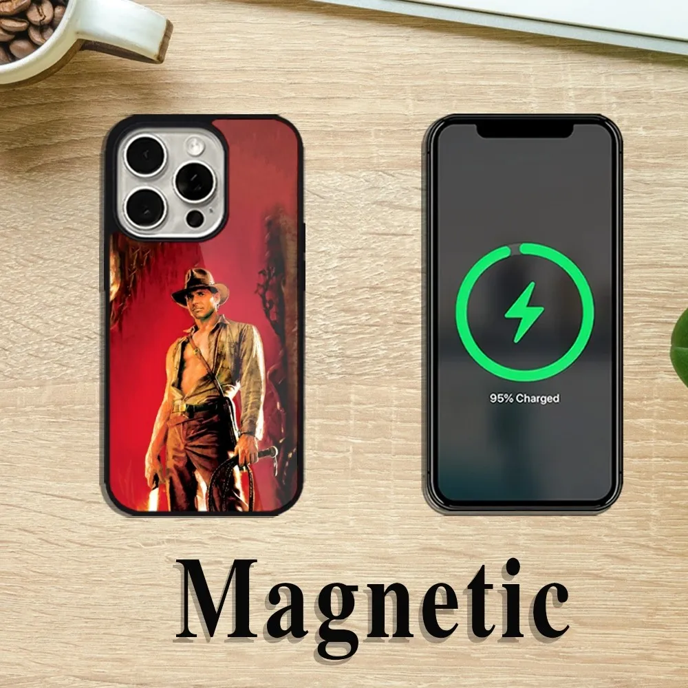 Funda de teléfono de película Indiana Jones para iPhone 11, 12, 13, 14, 15 Pro Max Plus, Magsafe, carga magnética inalámbrica