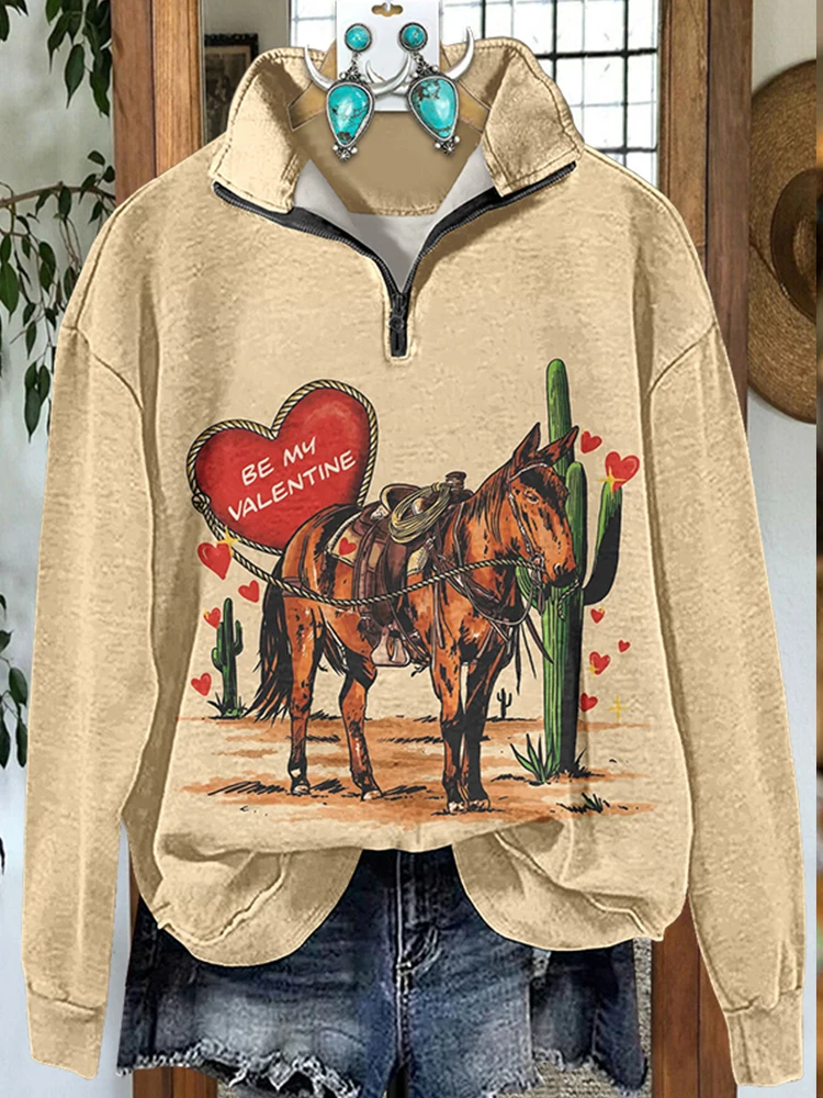 

Western Valentine's Day Be My Lover Zipper Sweatshirt