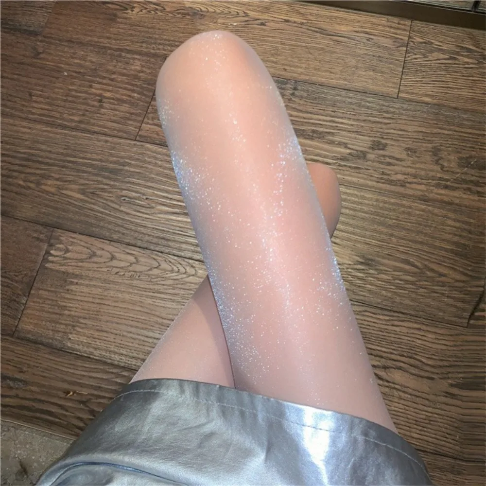 Fashion Summer Pearlescent Socks Spice Girl Lifting Buttocks Shiny Pantyhose Shaping Above Knee Thigh High Stockings