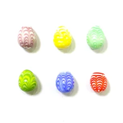 6PCS New Colorful Mini Easter Egg Handmade Glass Ornaments 1.6x1.2cm Cute Oval Marble Fairy Garden Vase Bonsai Decor Accessories