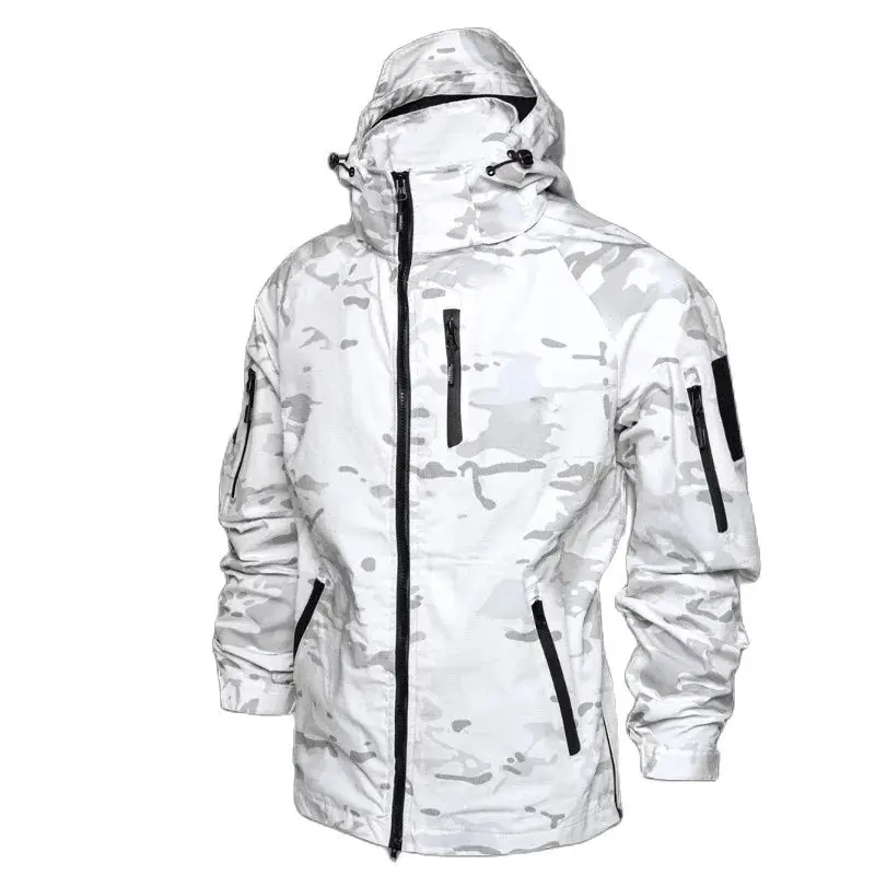 Polyester Cotton MCAP Snow Camouflage White Coat Outdoor Commuting Spring And Autumn Men And Women Tactical Top