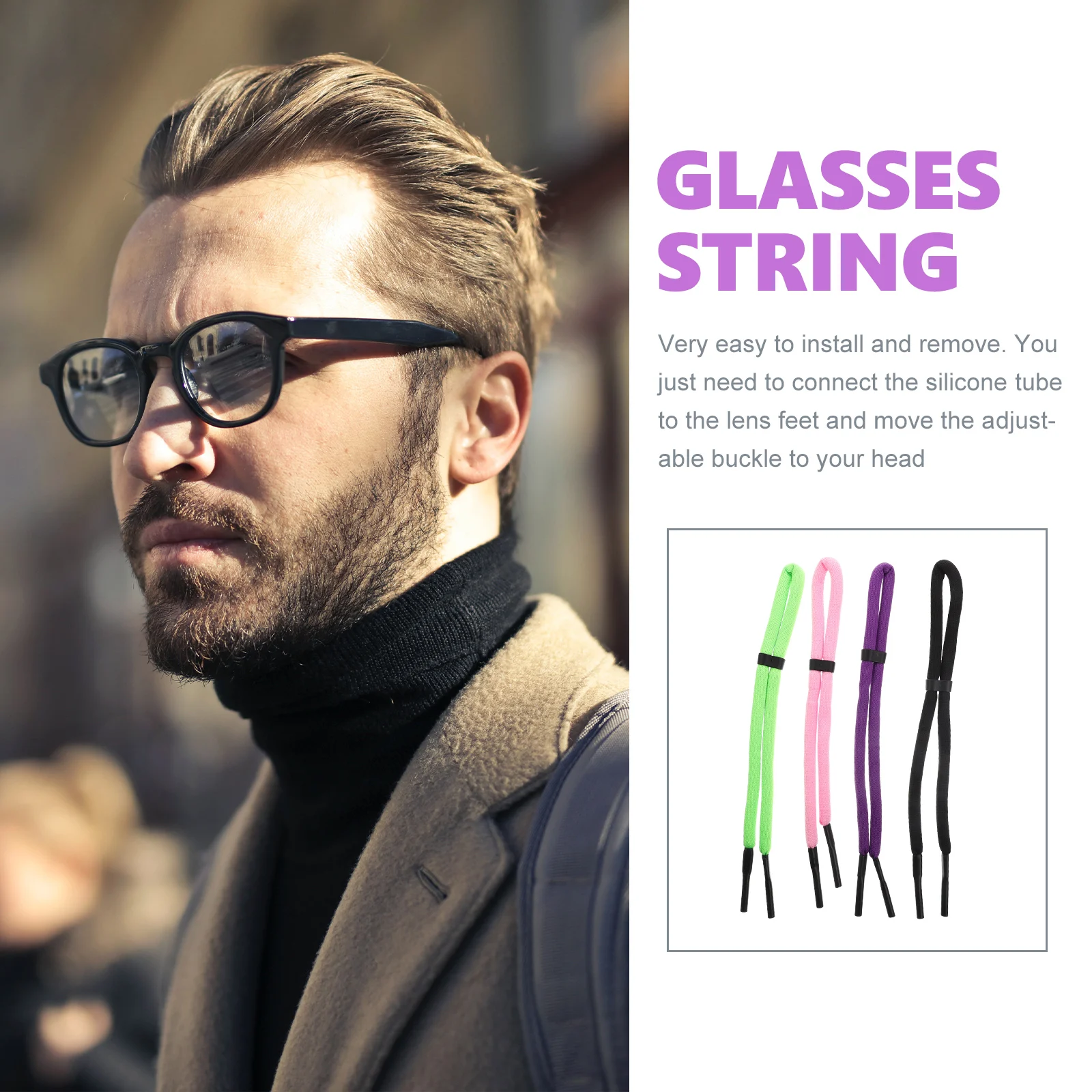 

4pcs Sunglasses Strap Polyester Foam Floating Glasses Rope Eyewear Retainer Soft Tube Outdoor Sports Water Activities