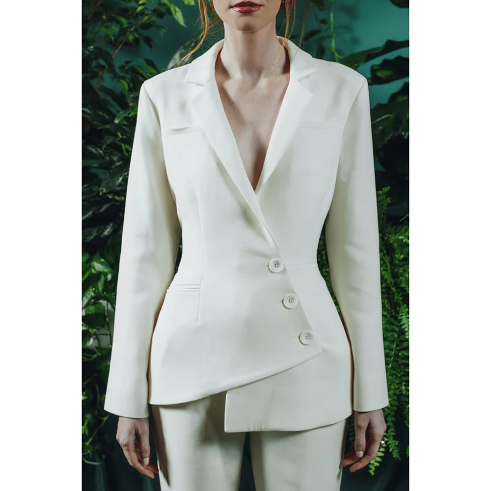 

Elegant Women Pants Sets with Jacket Single Breasted Notch Lapel Formal 2 Piece Jacket Pants Full Sets Elegant Office Blazer