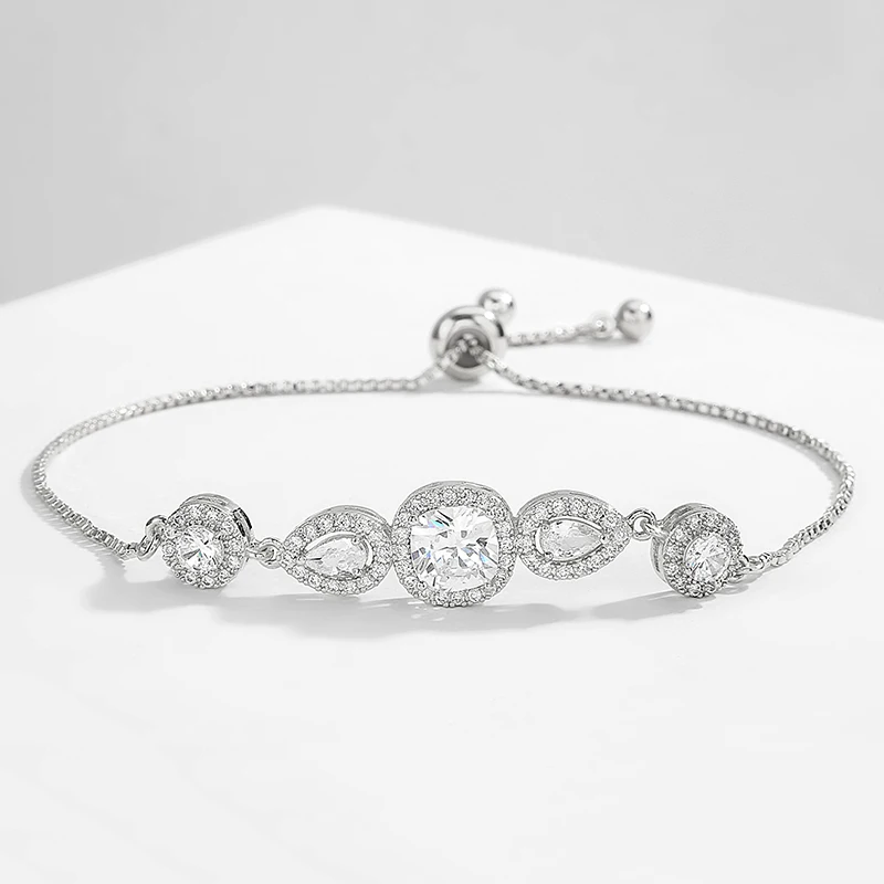 3pcs AAA Cubic Zirconia Adjustable Open Bangle Bracelets