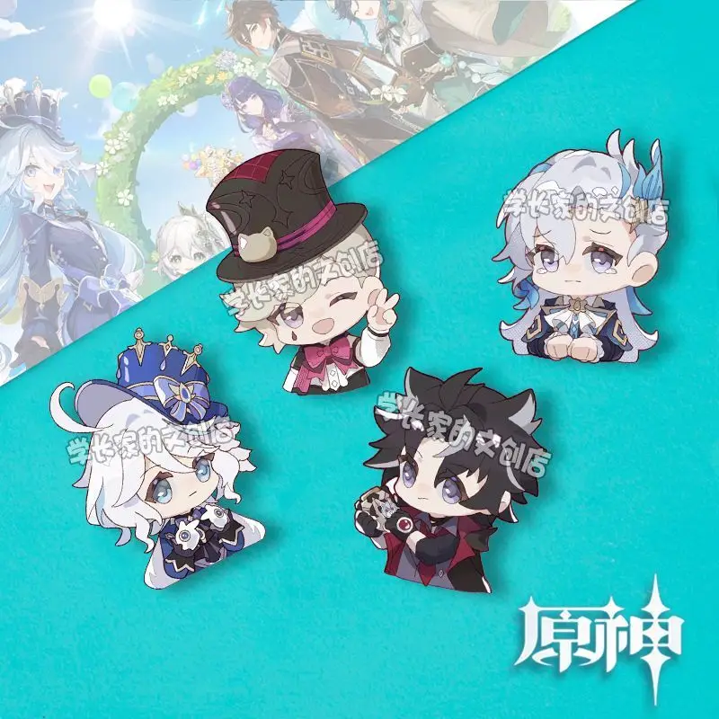 

4 шт. новый аниме Genshin Impact Fontaine акриловый значок брошь мультяшные булавки DIY украшения рюкзак костюмы аксессуары для одежды