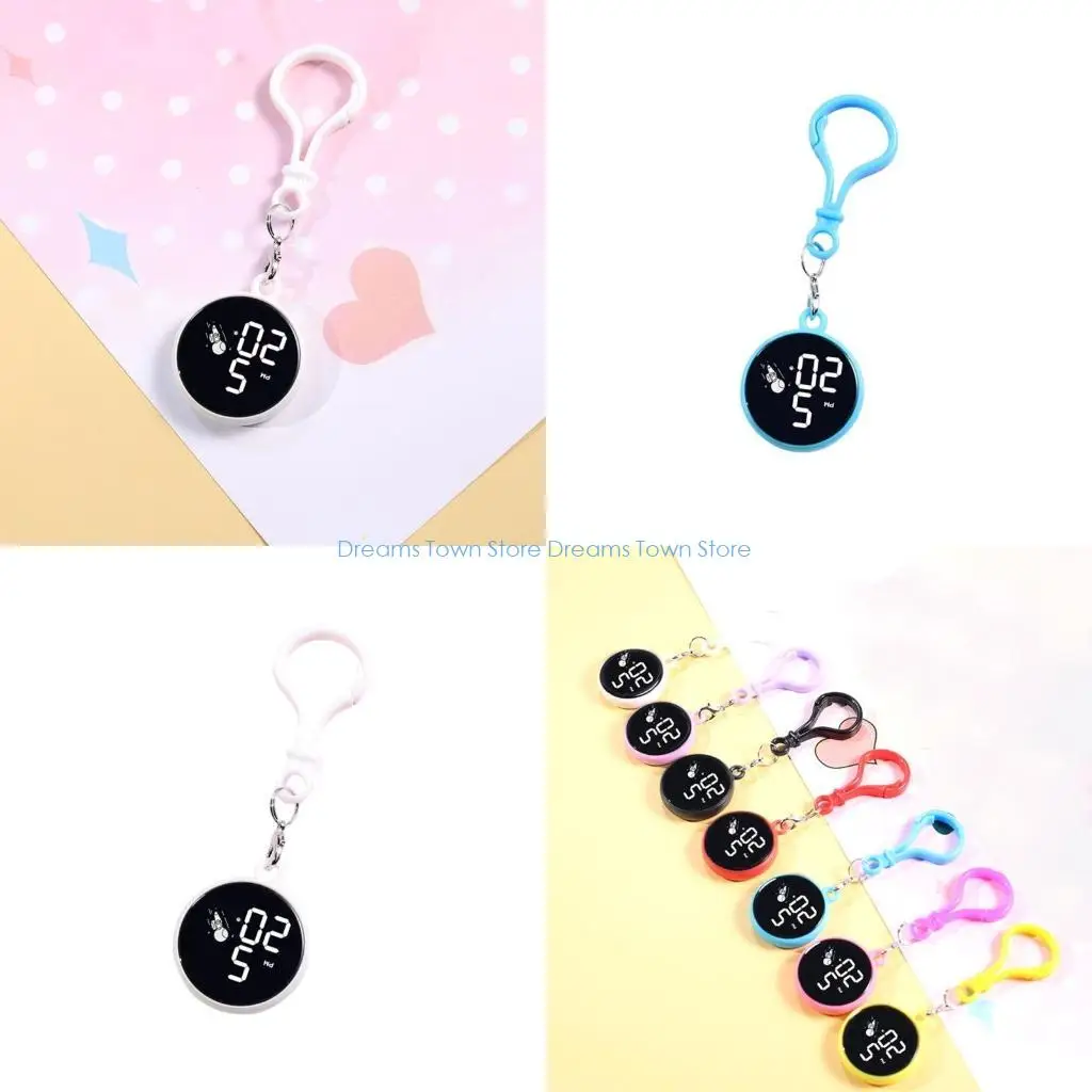 HX6A Unisex Electronic Hanging Watch Keychain Pocket Watch Digital Clock Kids Gift