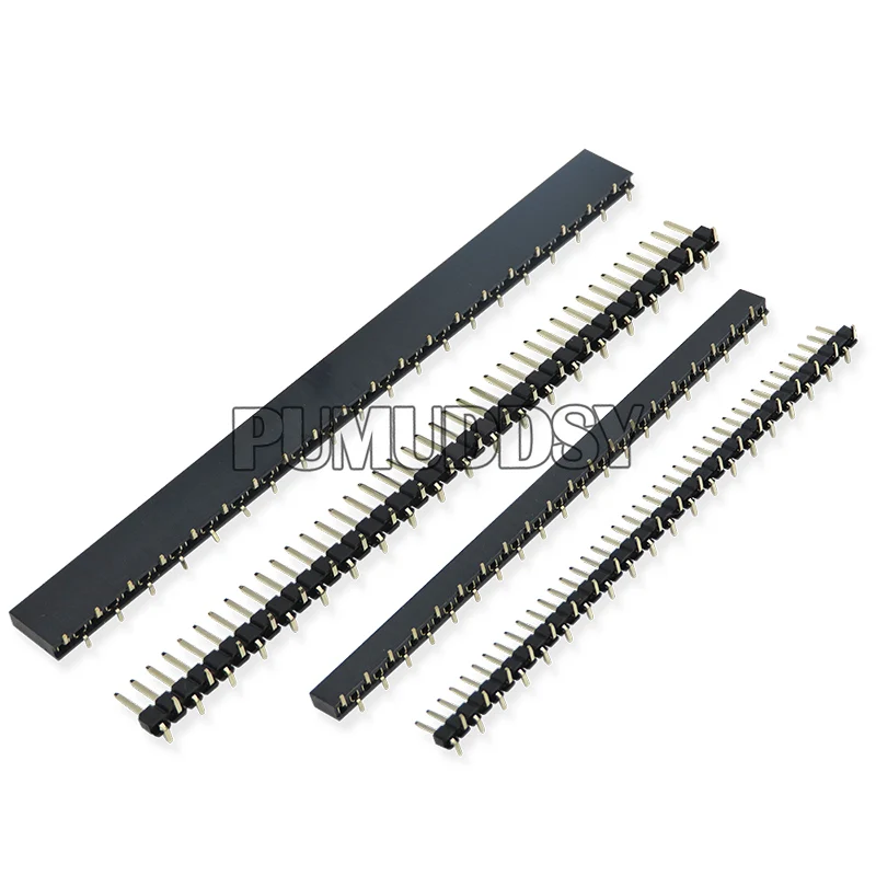   5PCS 1*40p 1*50p SMT 1.27 2.0 2.54 Mm Single Row Dislocation Male Female PCB Pin Header Socket Connector   Pinheader