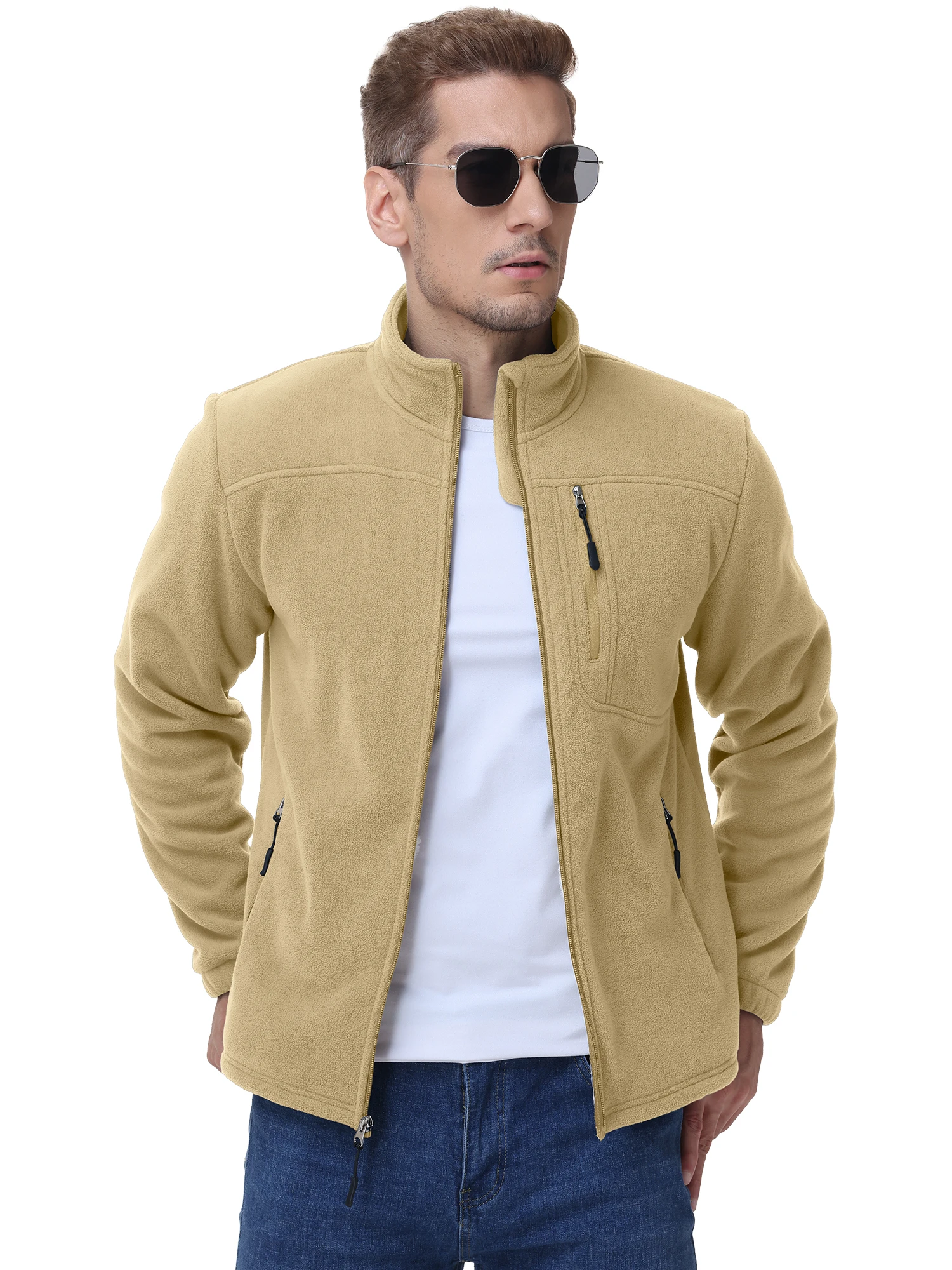 Herren Warme Polarfleece-Jacke mit Vollreißverschluss, Windbreaker mit mehreren Taschen, Arbeits- und Wanderjacke für Herbst & Winter – Detail 10