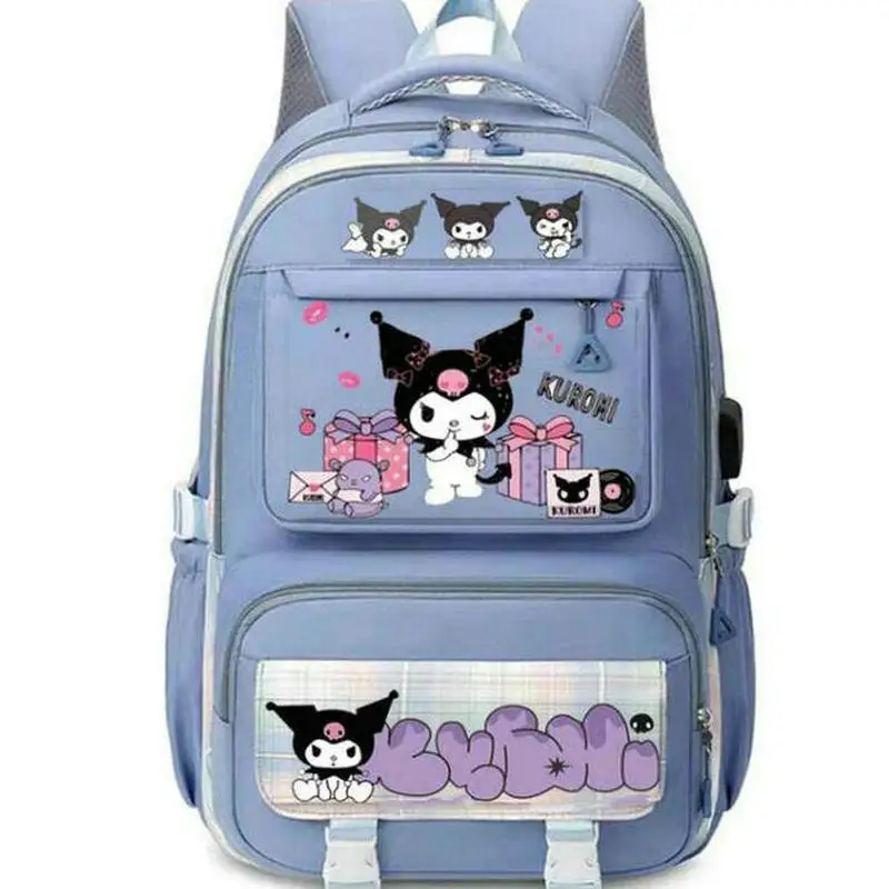 Mochila Kuromi Grande Capacidade Mochila Impermeável para a Escola, Kawaii Anime Bag, Bolsa de Viagem, Presente Menina Estudante