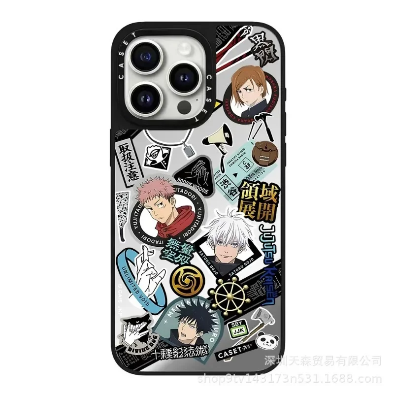 حافظة هاتف محمول Jujutsu Kaisen المشتركة مناسبة لهاتف Iphone16pro Max Apple Mirror Material مجموعة مضادة للسقوط هدية عيد ميلاد