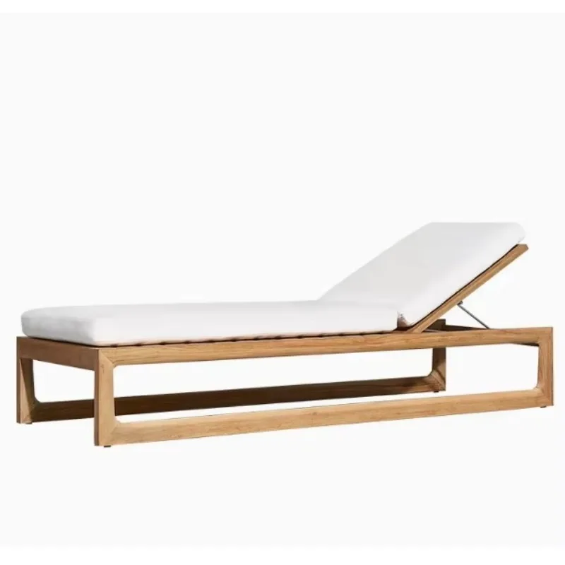 

Nordic Outdoor Lounge Chairs Teak Wood Beds for Hotels Swimming Pools Courtyards Gardens Solid Wood Beach Chairs