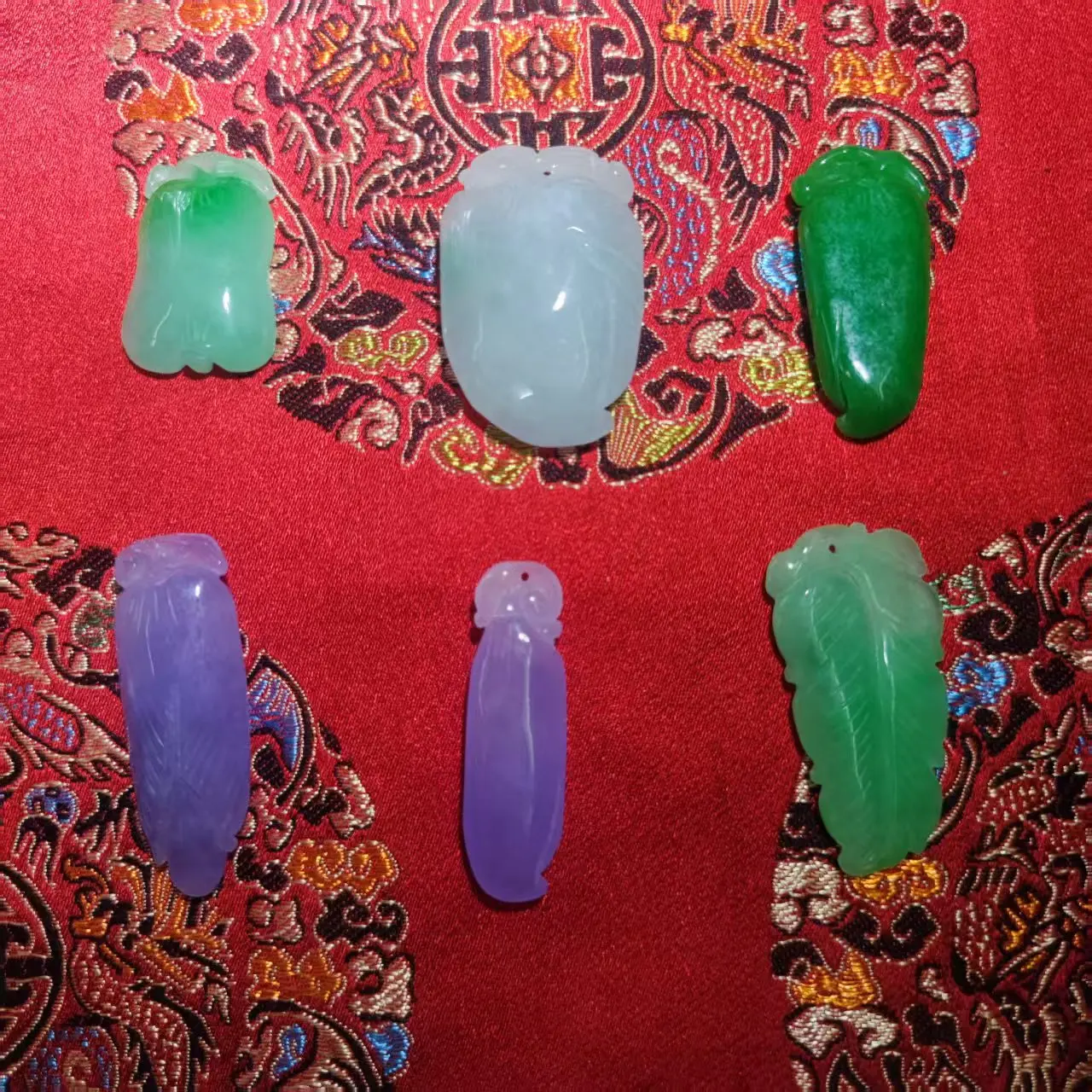 1pcs/lot Natural Jadeite Jade Carved Chinese Classical Pendant Plant leaves fruits Purple green beautiful jewelry folk-custom