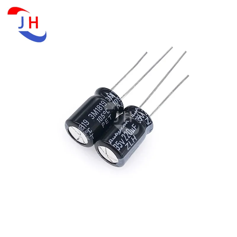 10PCS Aluminum Electrolytic Capacitor 35v220uf 8*11 Japanese Ruby ZLH high Frequency Low Resistance Long Life 3.5mm Pin Distance