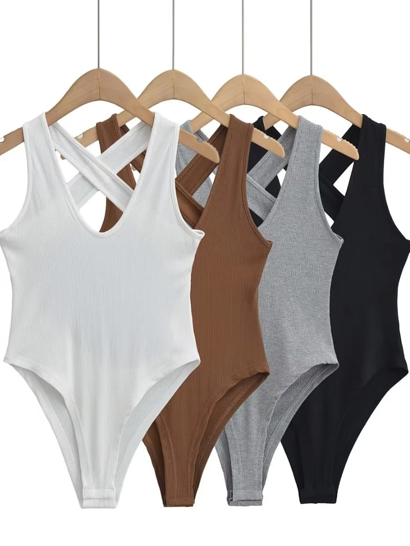 Seksowny komplet z dekoltem w serek, damski wyszczuplający top na ramiączkach, krzyżowany na plecach, spodnie z wysokim stanem, styl uliczny.